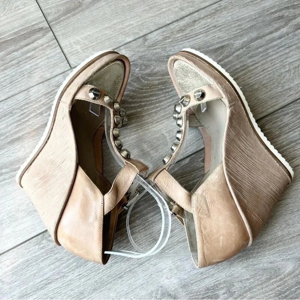 Stelle Monelle Studded T Strap Wedge Heel Sandal Made in Italy
